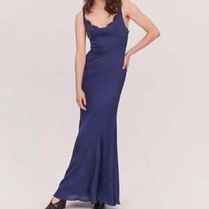 Fame and Partners Ara Satin Gown (Navy, Size 2)